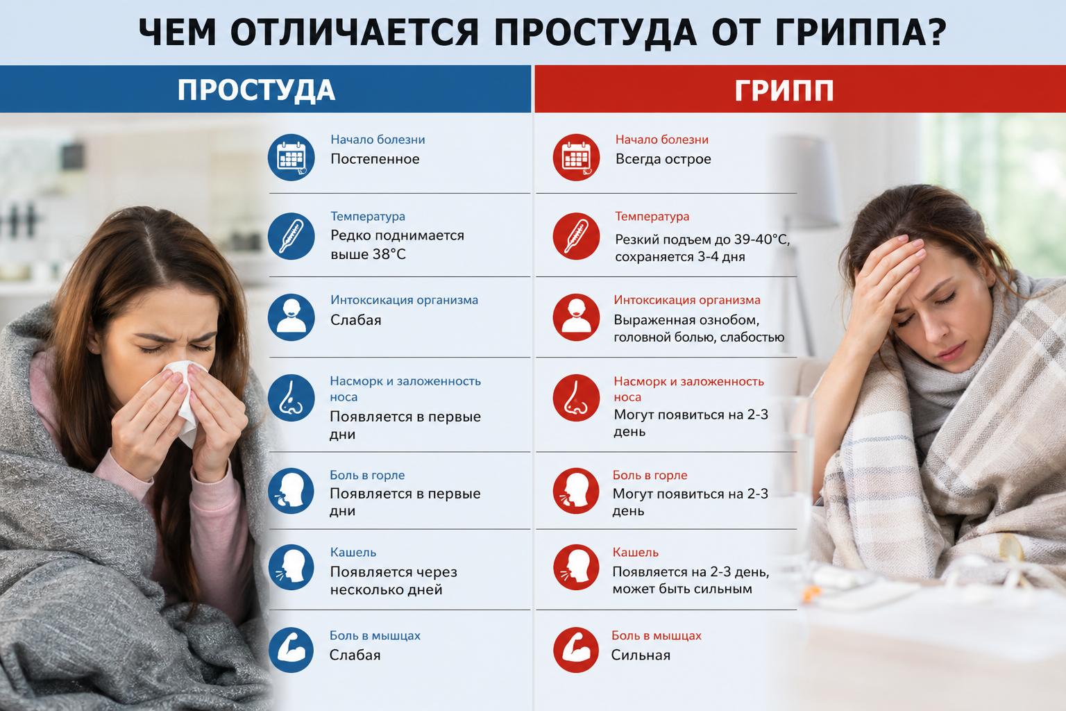 Простуда или грипп: как понять с чем вы столкнулись